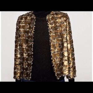 Zara Woman, Gold Tweed Sequin Blazer